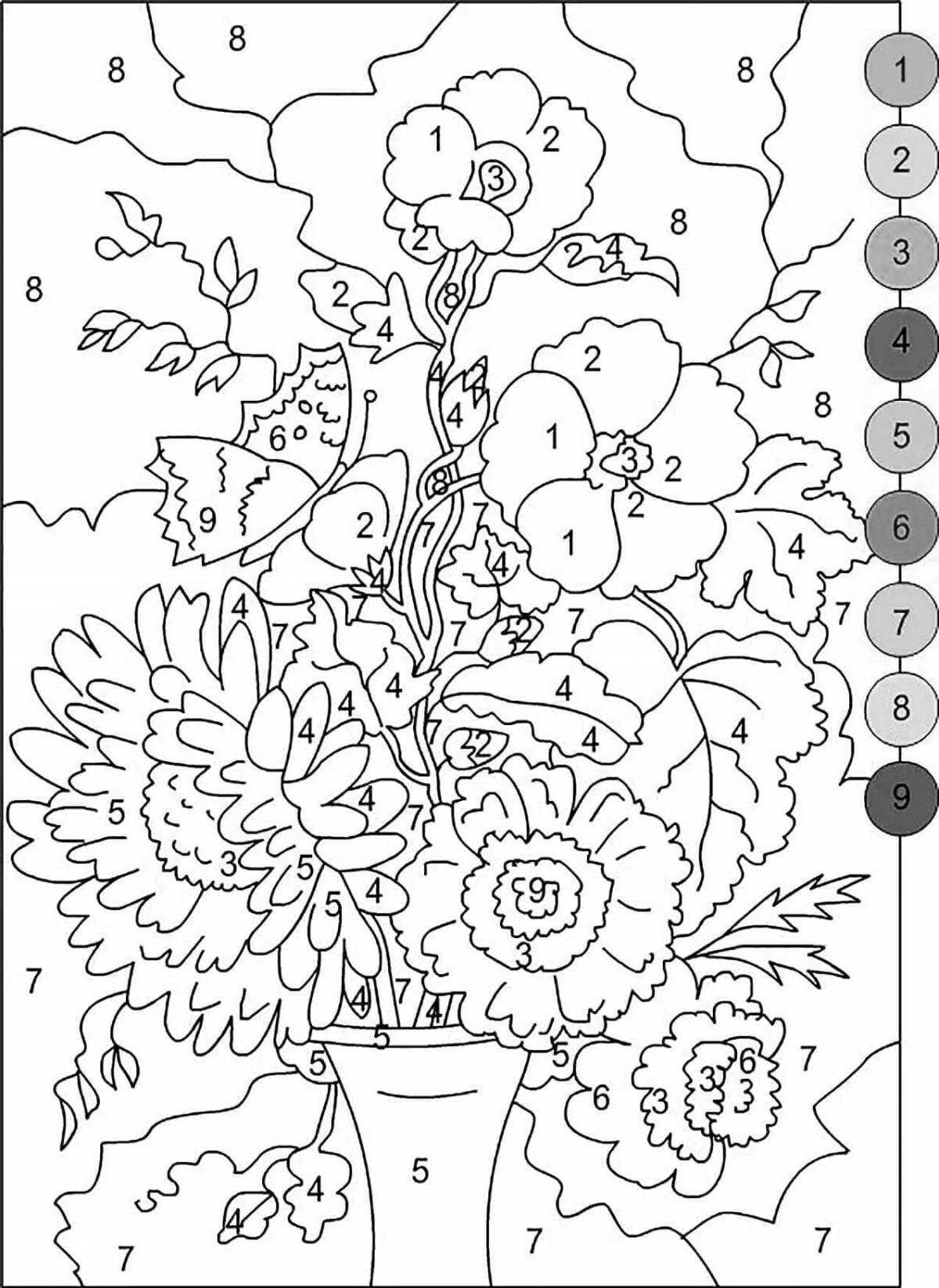 Attractive coloring book with numbers