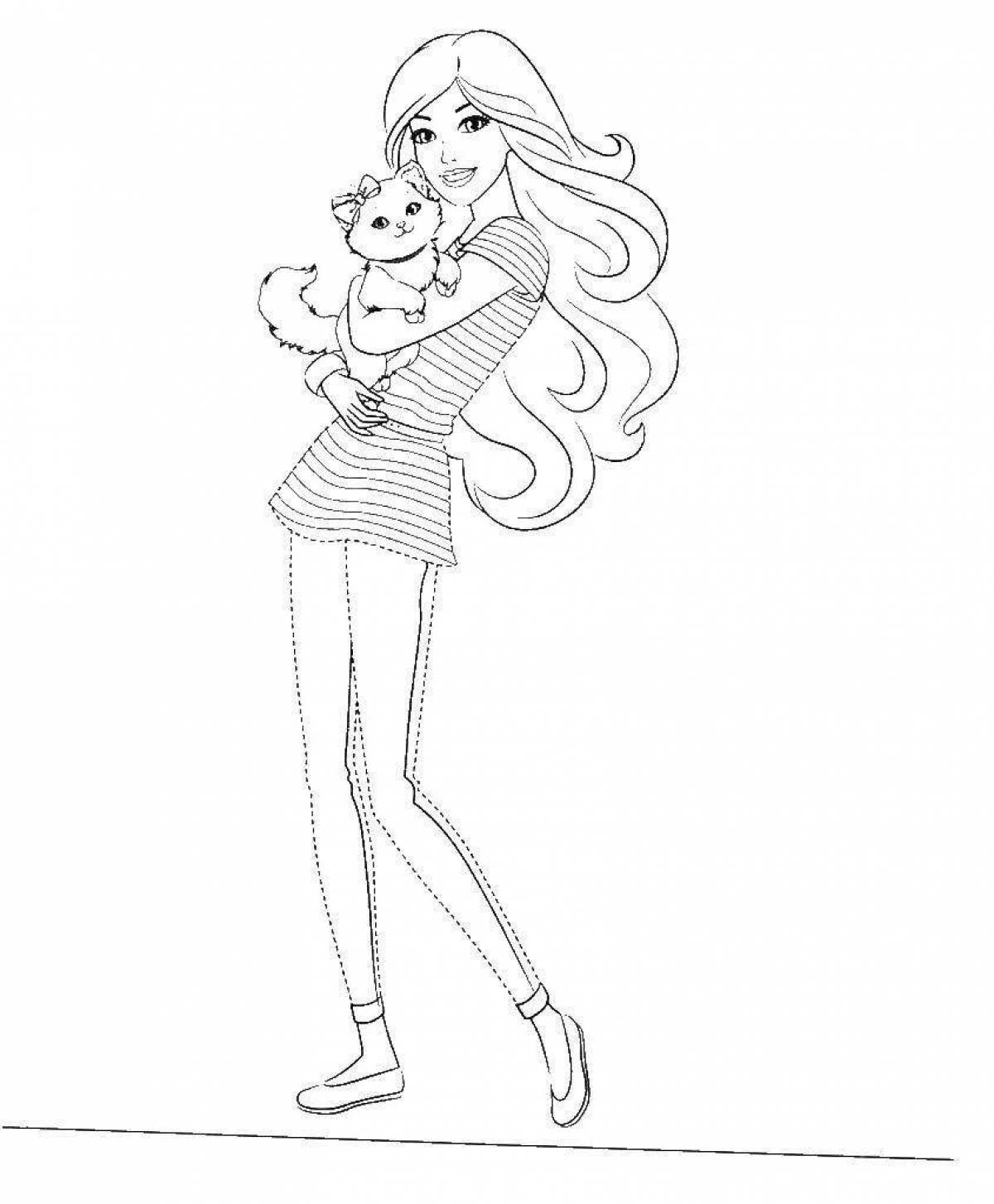 Coloring page stylish barbie
