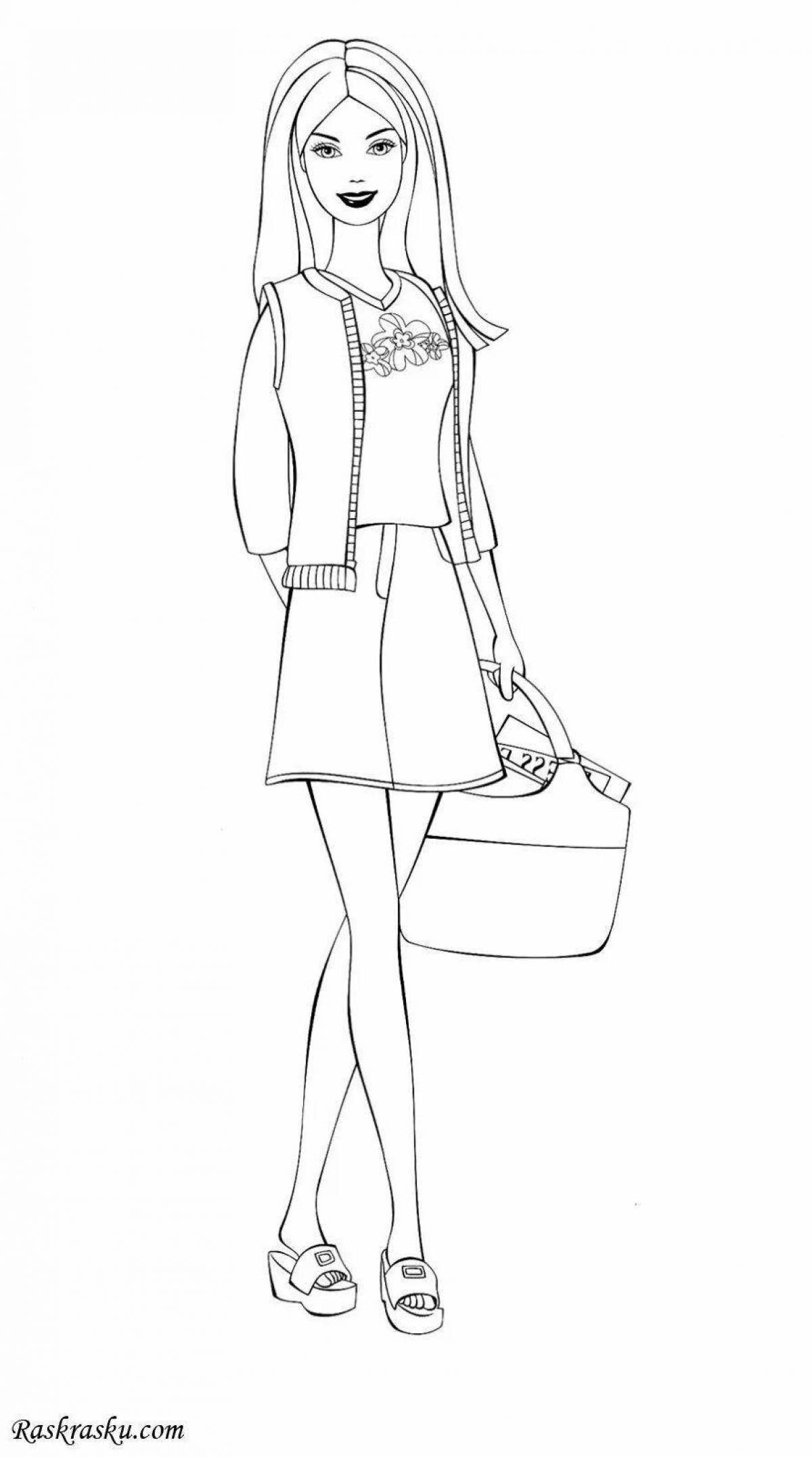 Luminous barbie coloring page