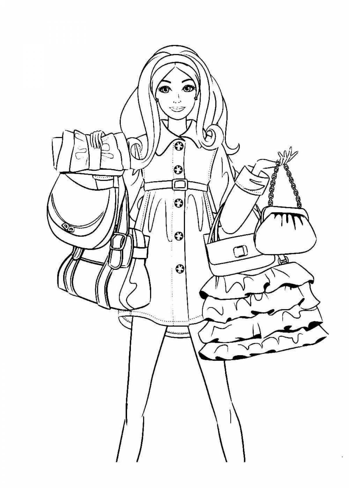 Adorable barbie coloring page