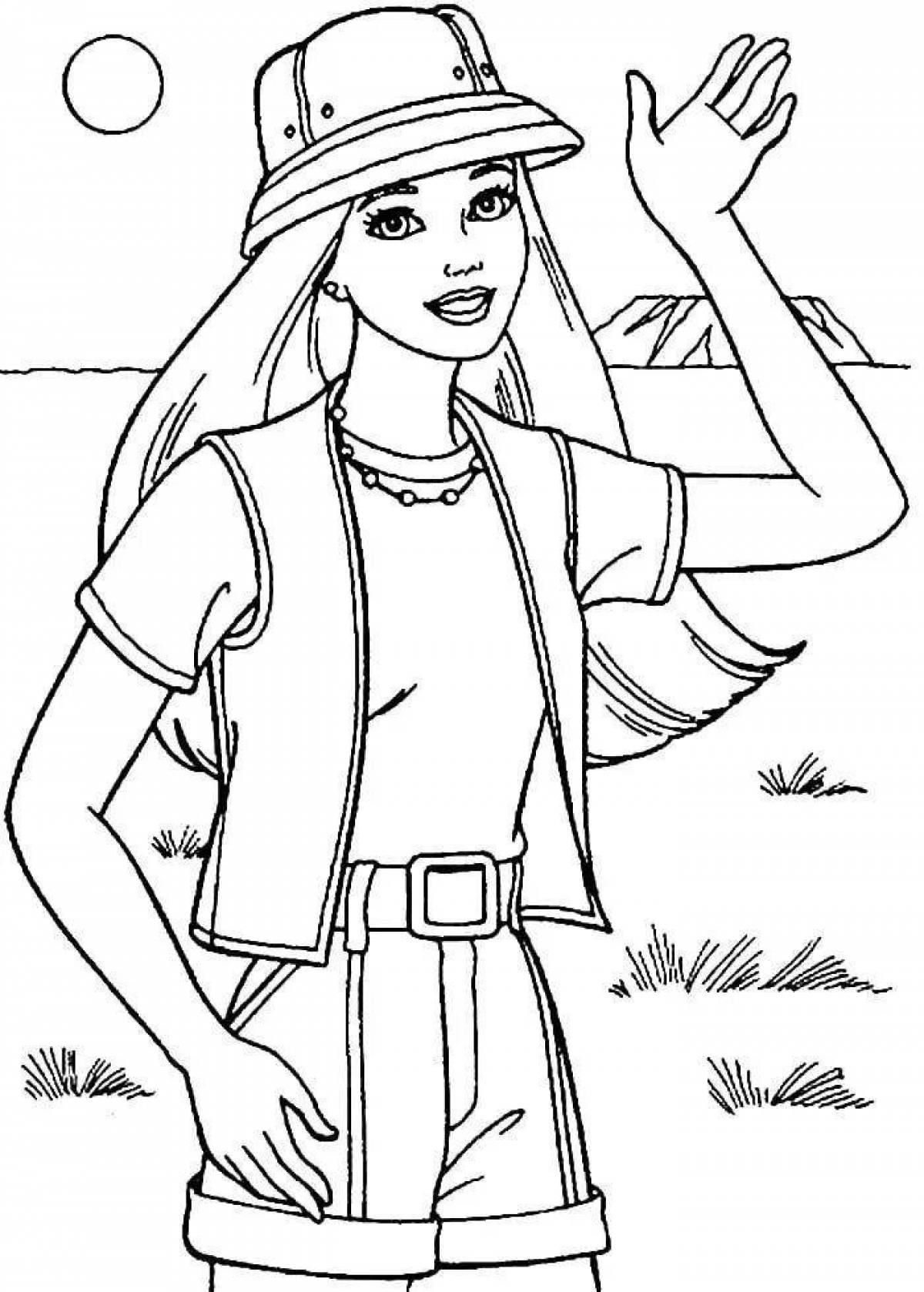Playful barbie card coloring page