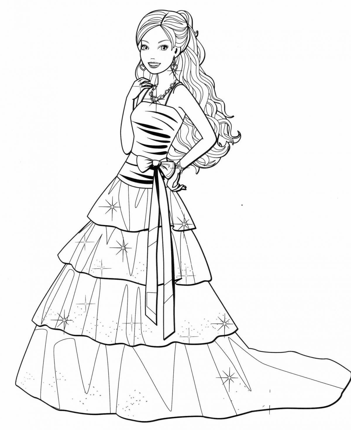 Fancy barbie card coloring