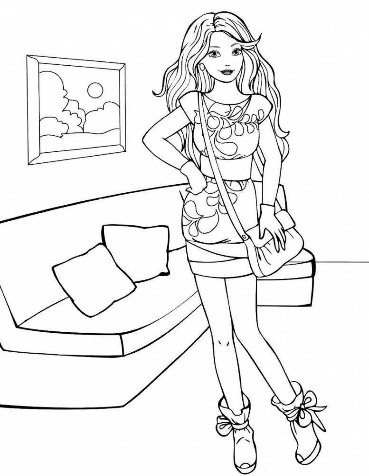 Animated barbie coloring page