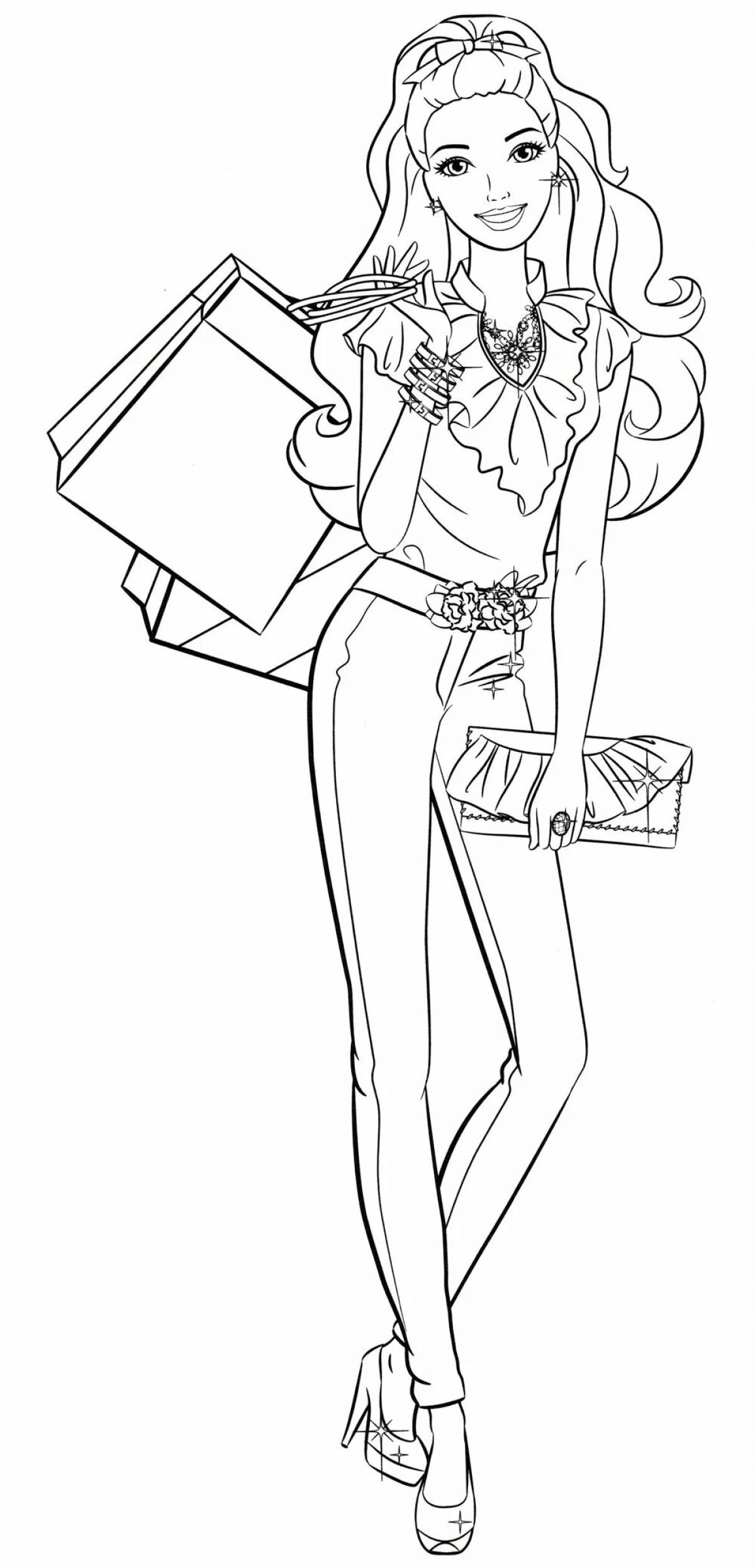Animated barbie card coloring page