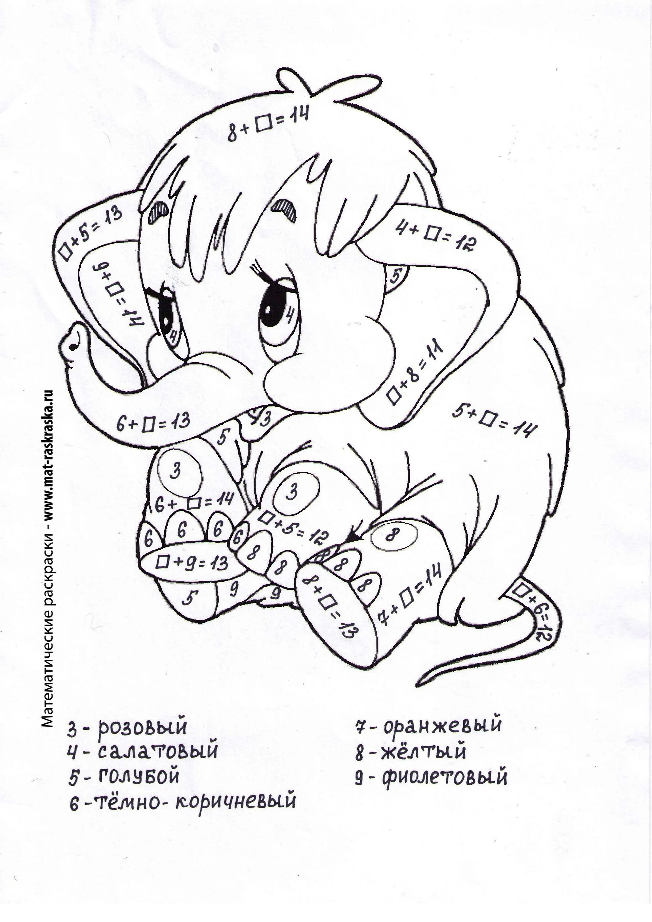 Математические раскраски 2 класс Раскраски распечатать бесплатно.