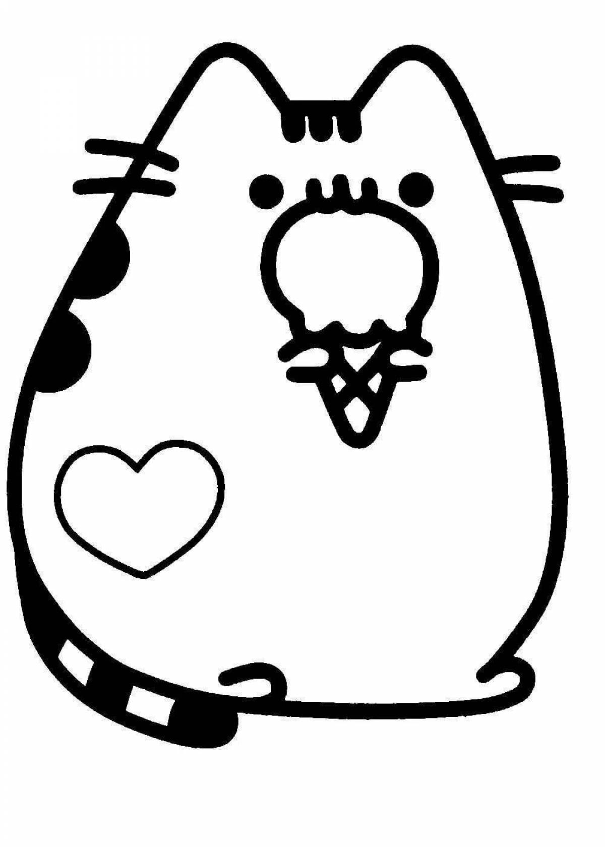 Sparkling pusheen coloring page for kids