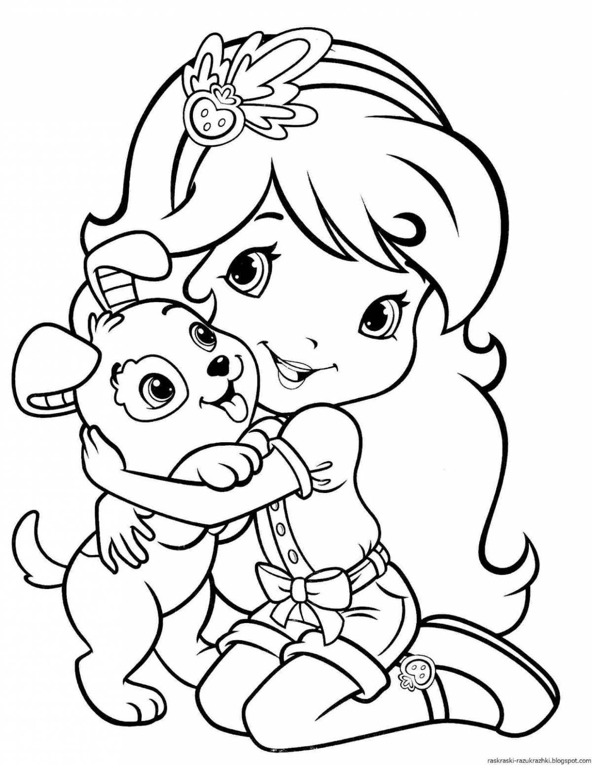 Radiant coloring page cartoon girls