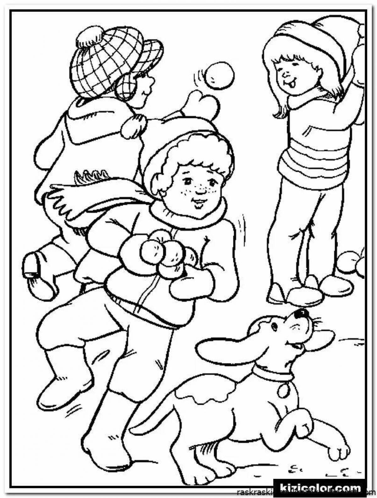 Great coloring book for kids in winter