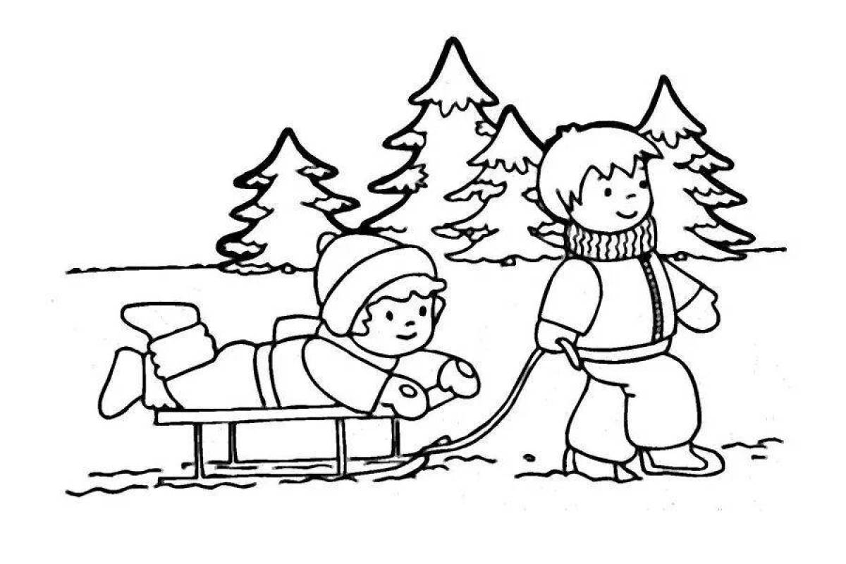 Great coloring book for children in winter