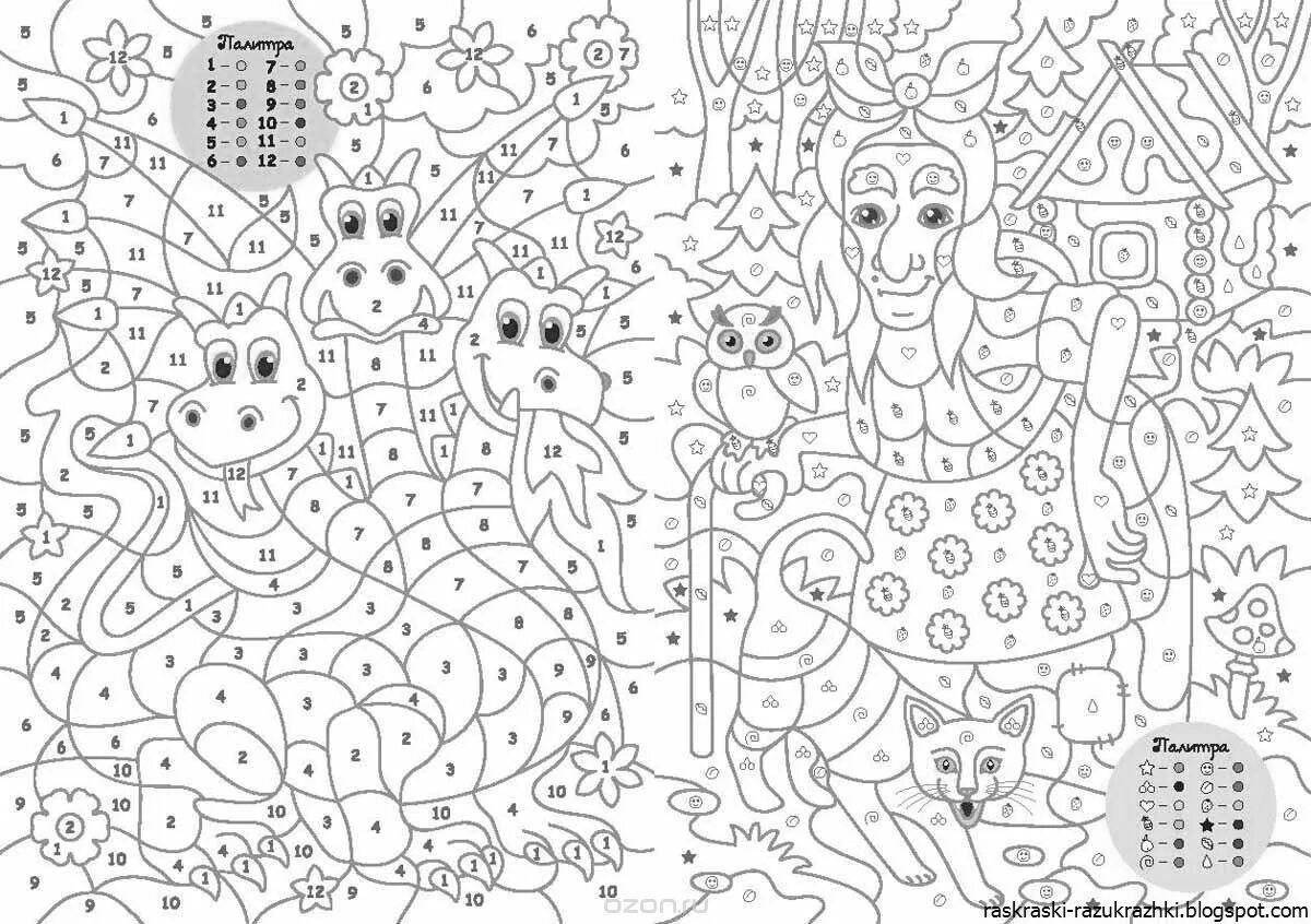 Unique coloring book for girls 11-12 years old difficult by numbers