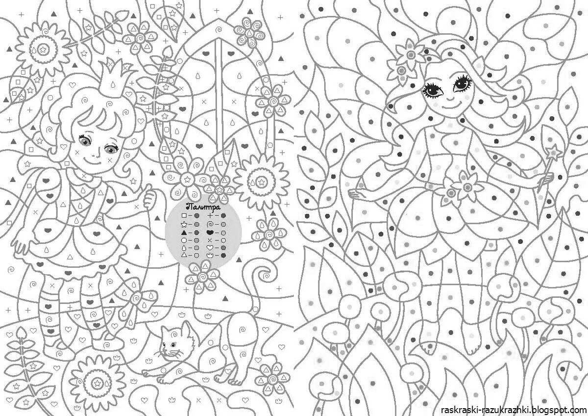 Coloring for girls 11-12 years old by numbers difficult