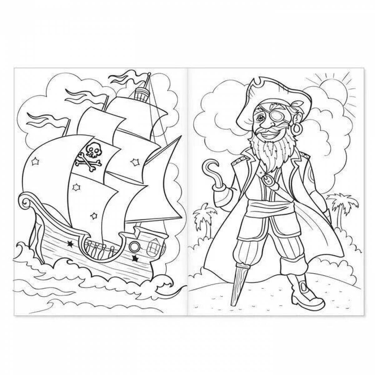 Colorful pirate coloring page