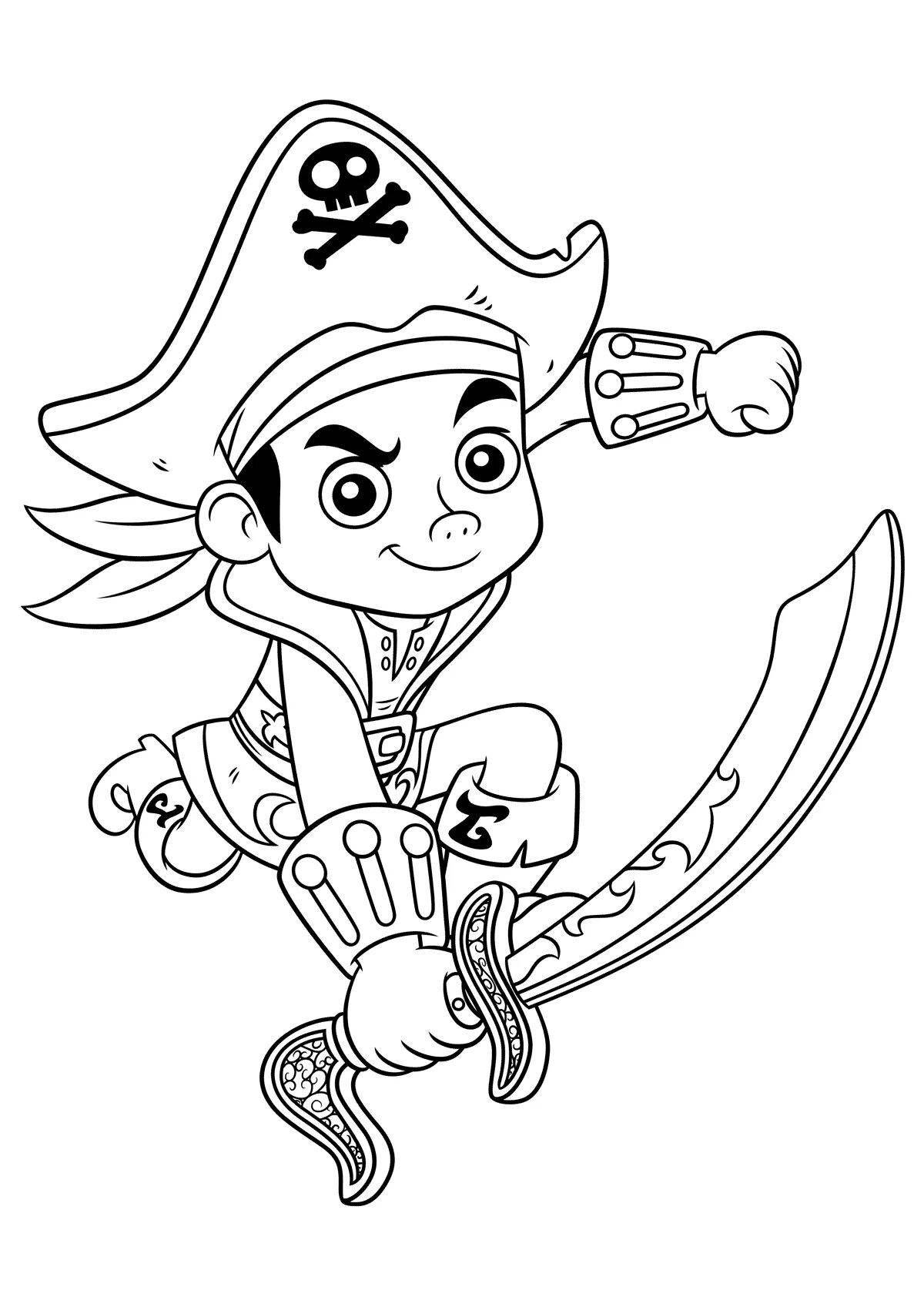 Fearless pirate coloring page