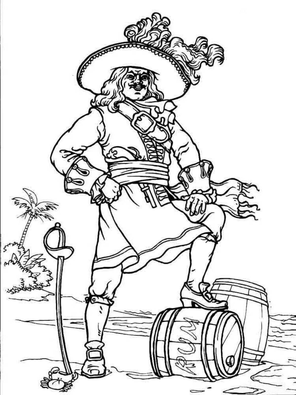 Glorious pirate coloring page