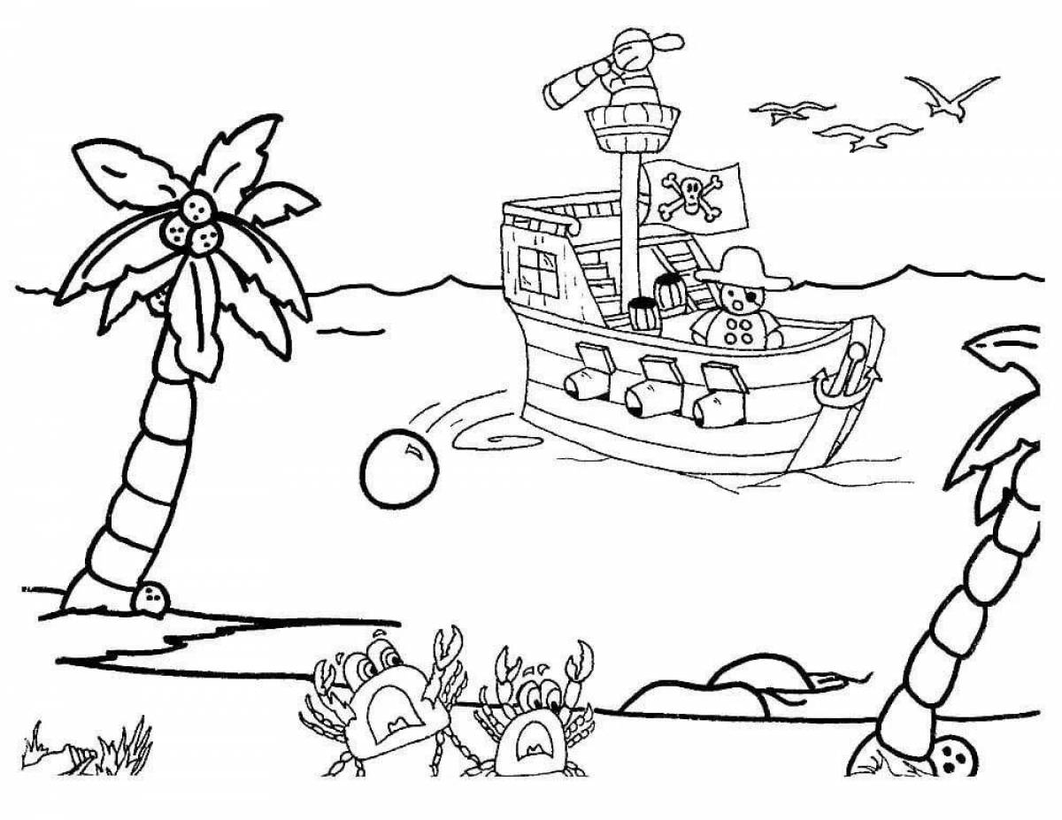 Glamorous pirate coloring page