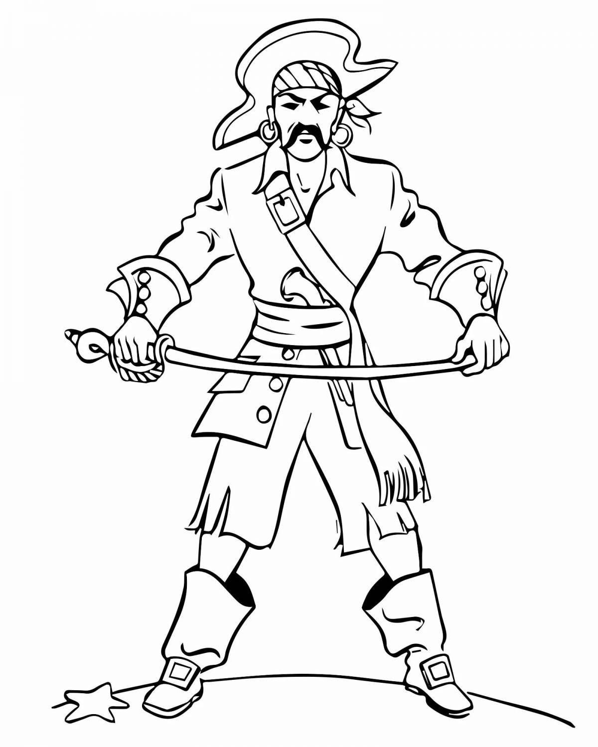 Coloring page cheerful pirate