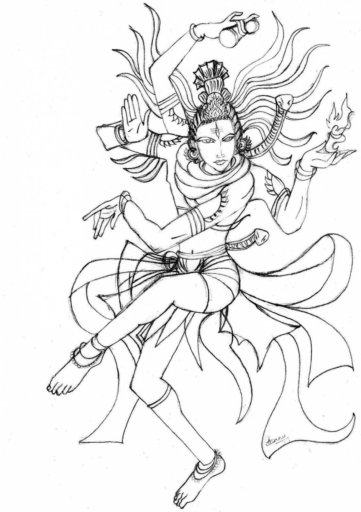 Greatly colored shiva coloring page