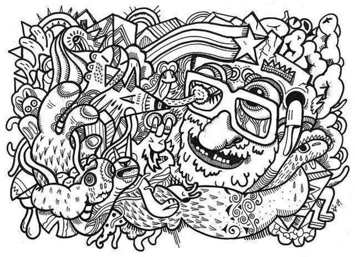 Charming psychedelic coloring book