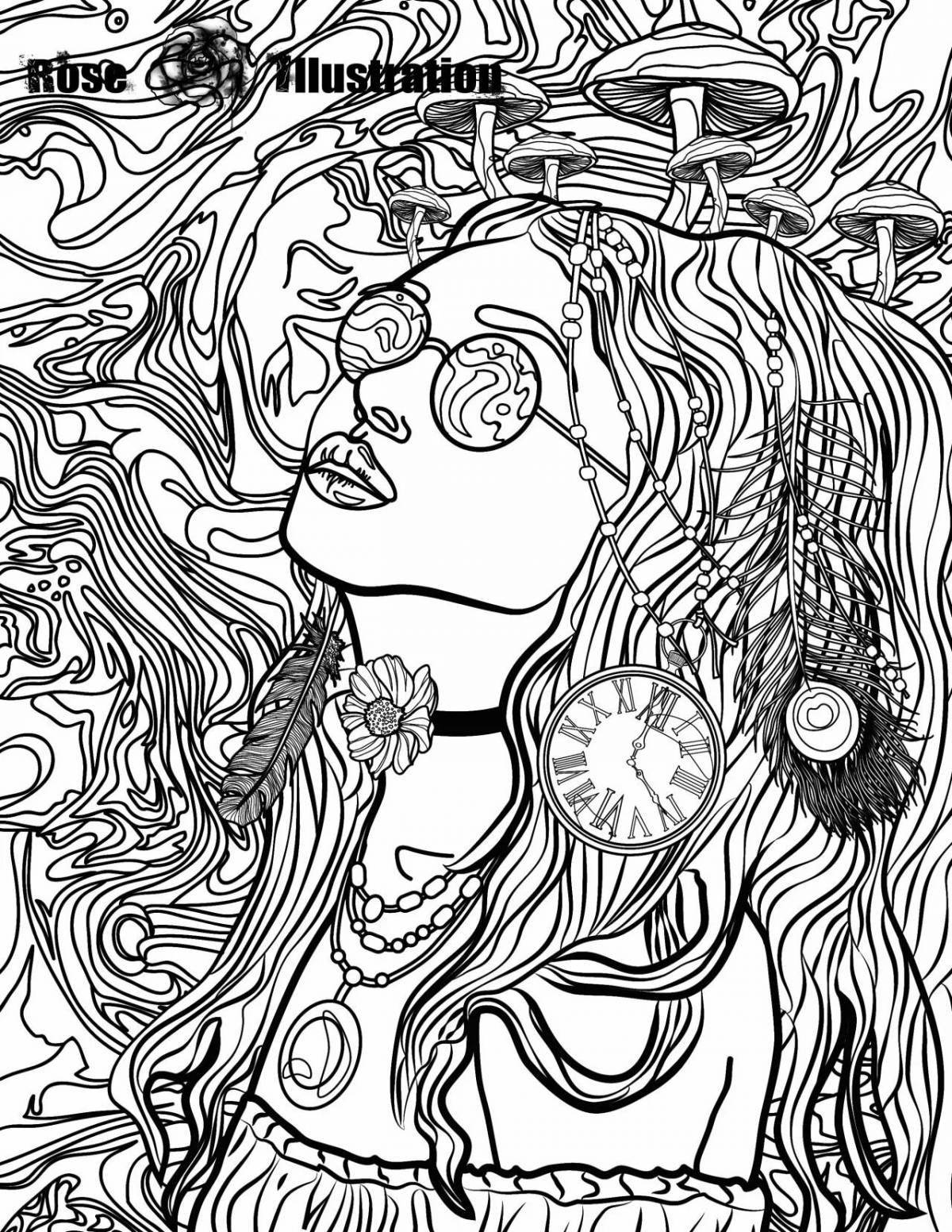 Magic psychedelic coloring book