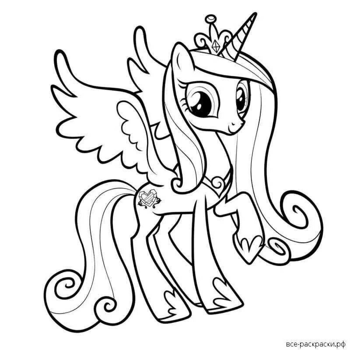 Coloring page magical sleigh with ponies