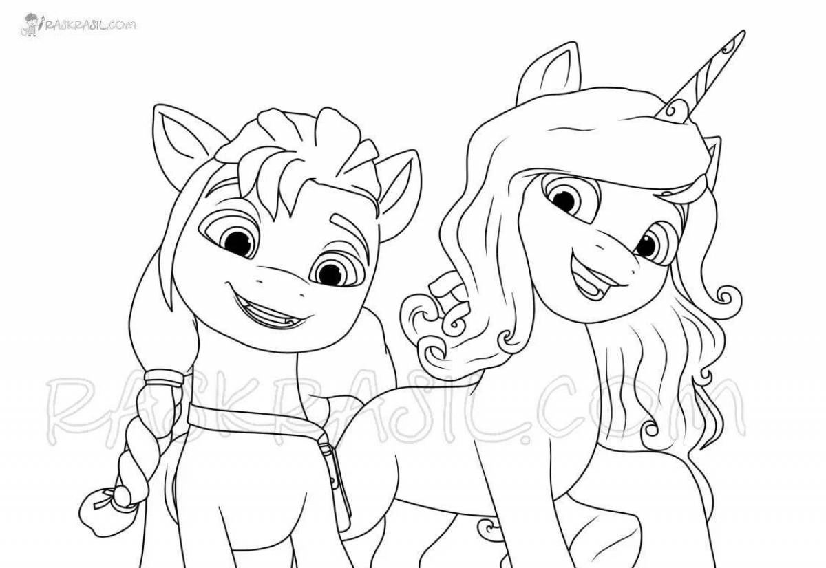 Amazing pony sleigh coloring page