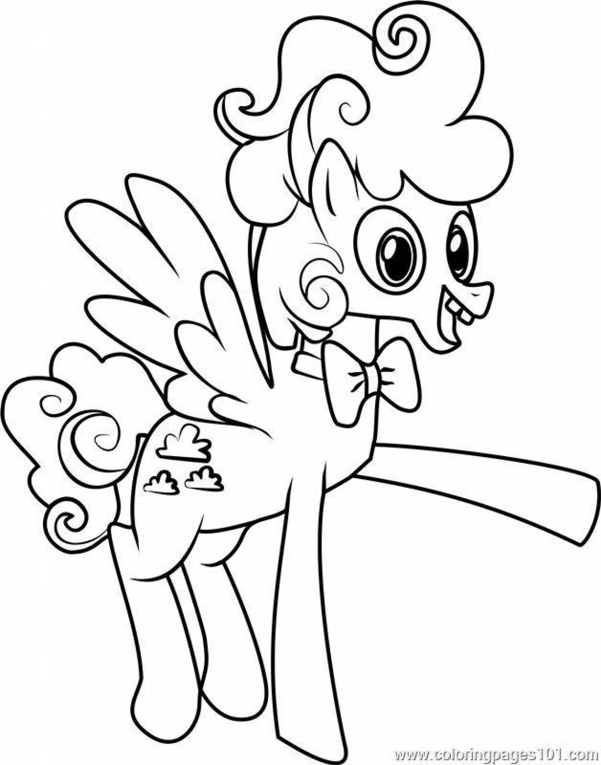 Coloring page playful pony sleigh