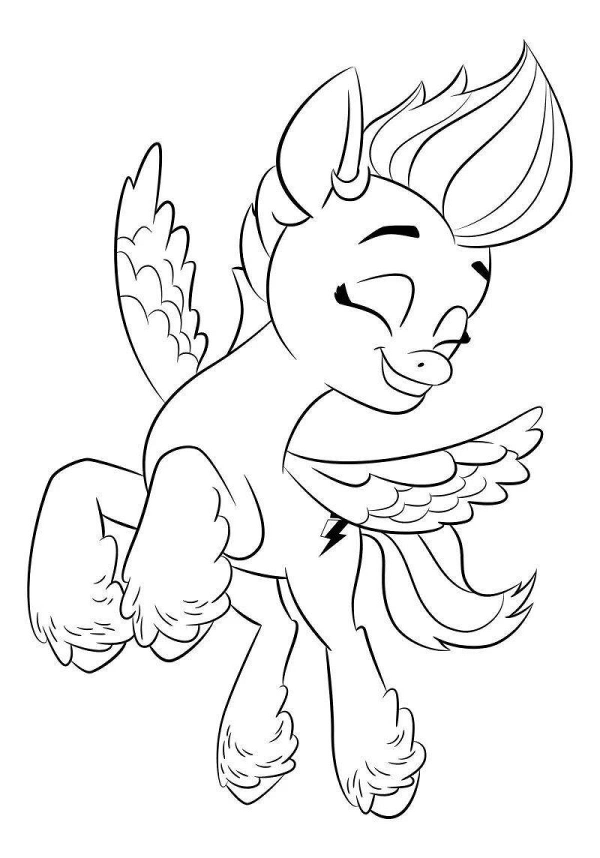 Coloring page glowing pony sleigh