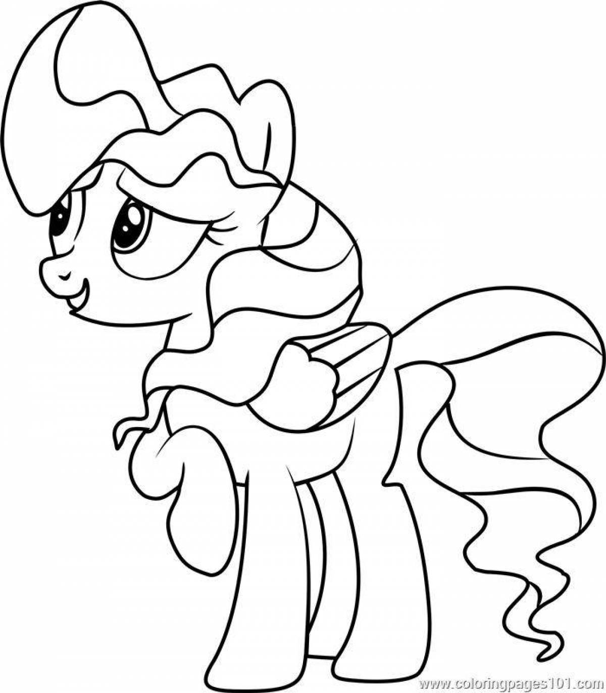 Coloring page adorable pony sleigh
