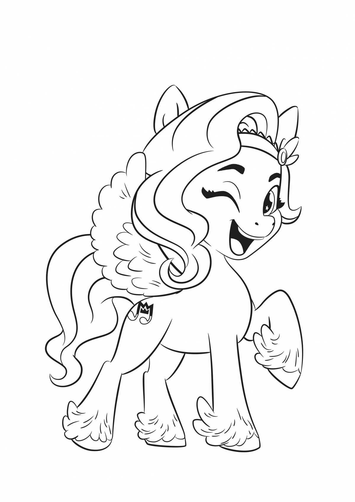 Coloring page exotic pony sleigh