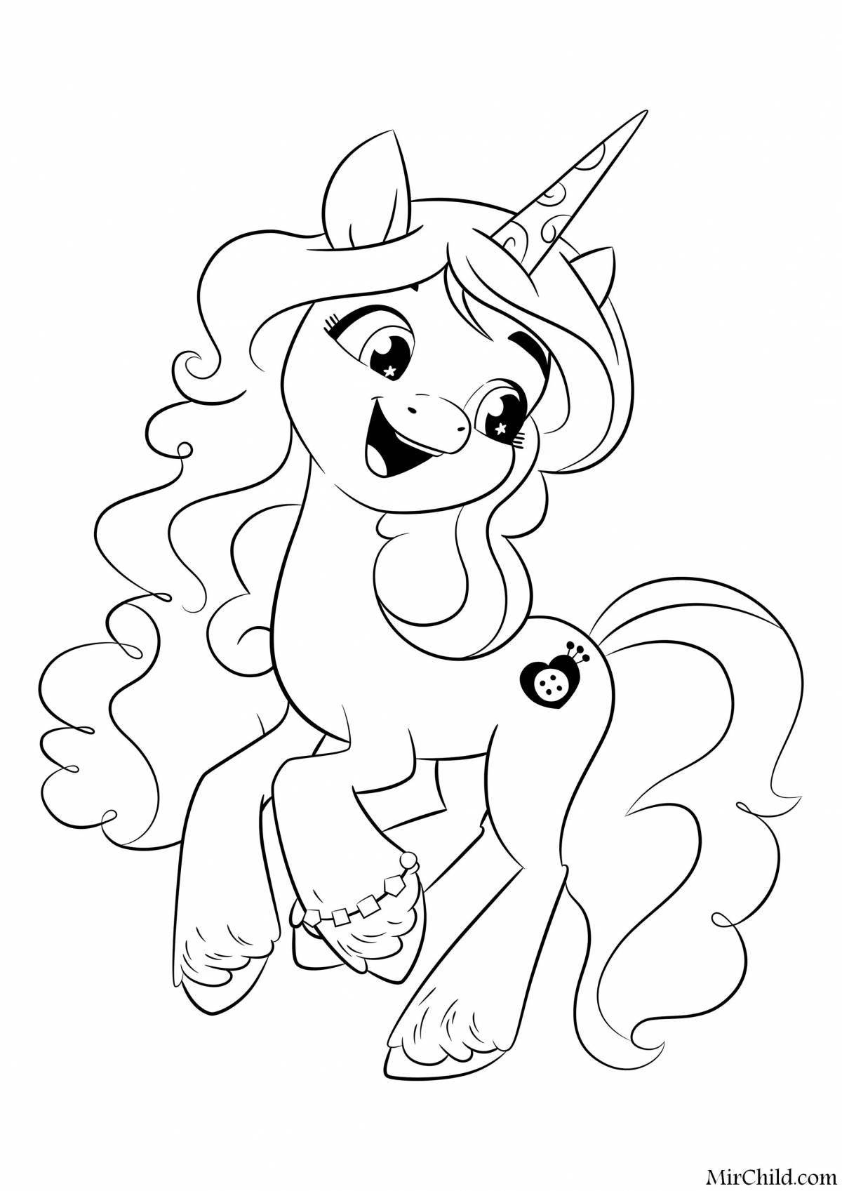 Coloring page glamor pony sleigh