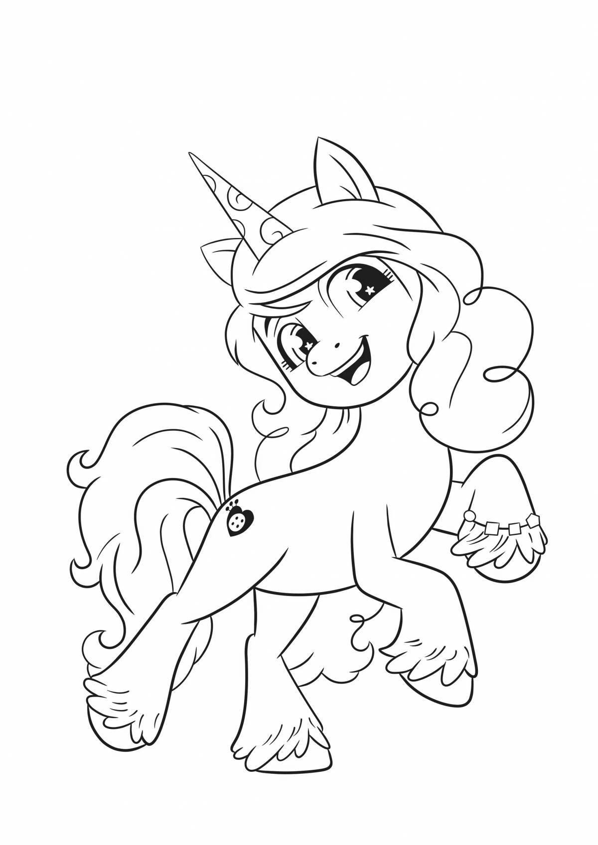 Colored pony sleigh coloring page