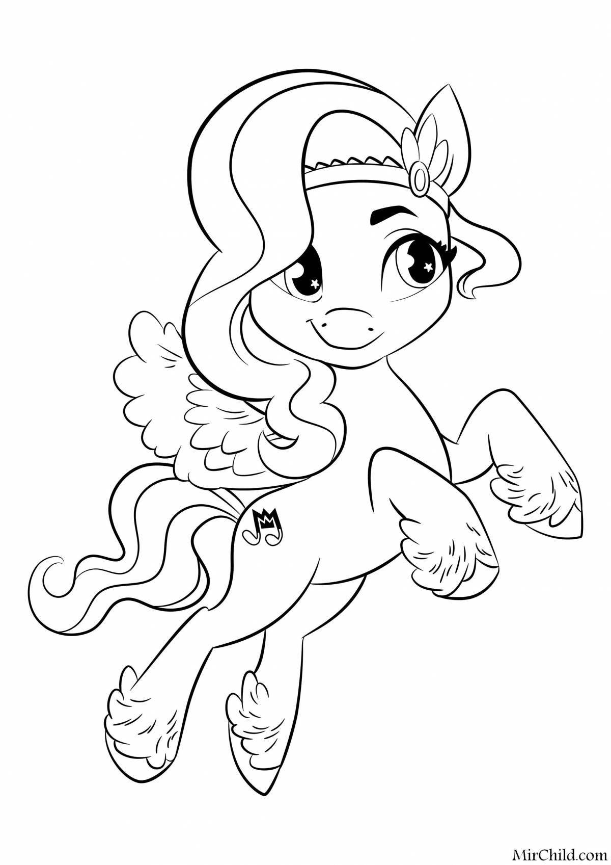 Pony sleigh coloring page filled with game