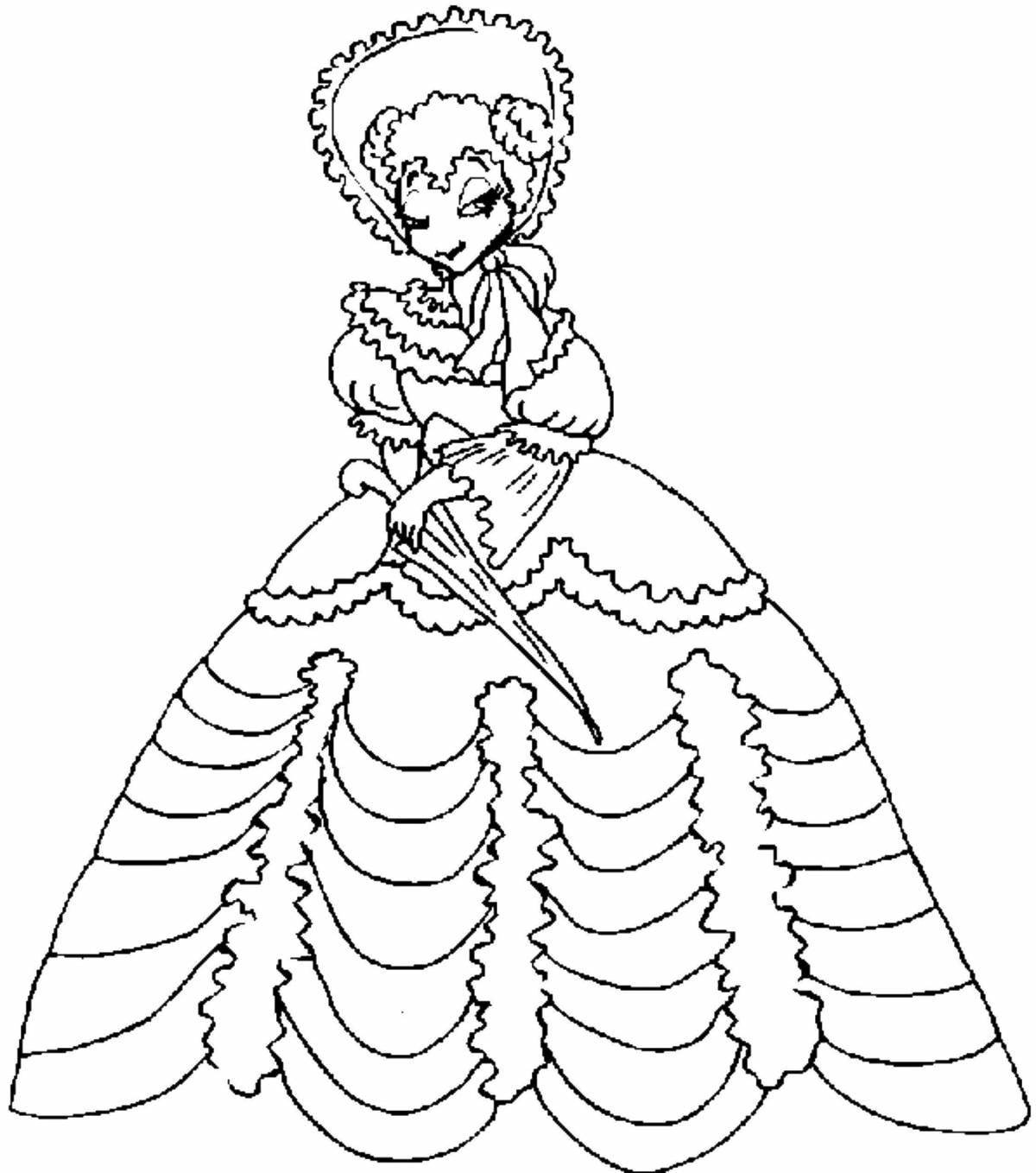 Восхитительное платье принцессы-раскраски