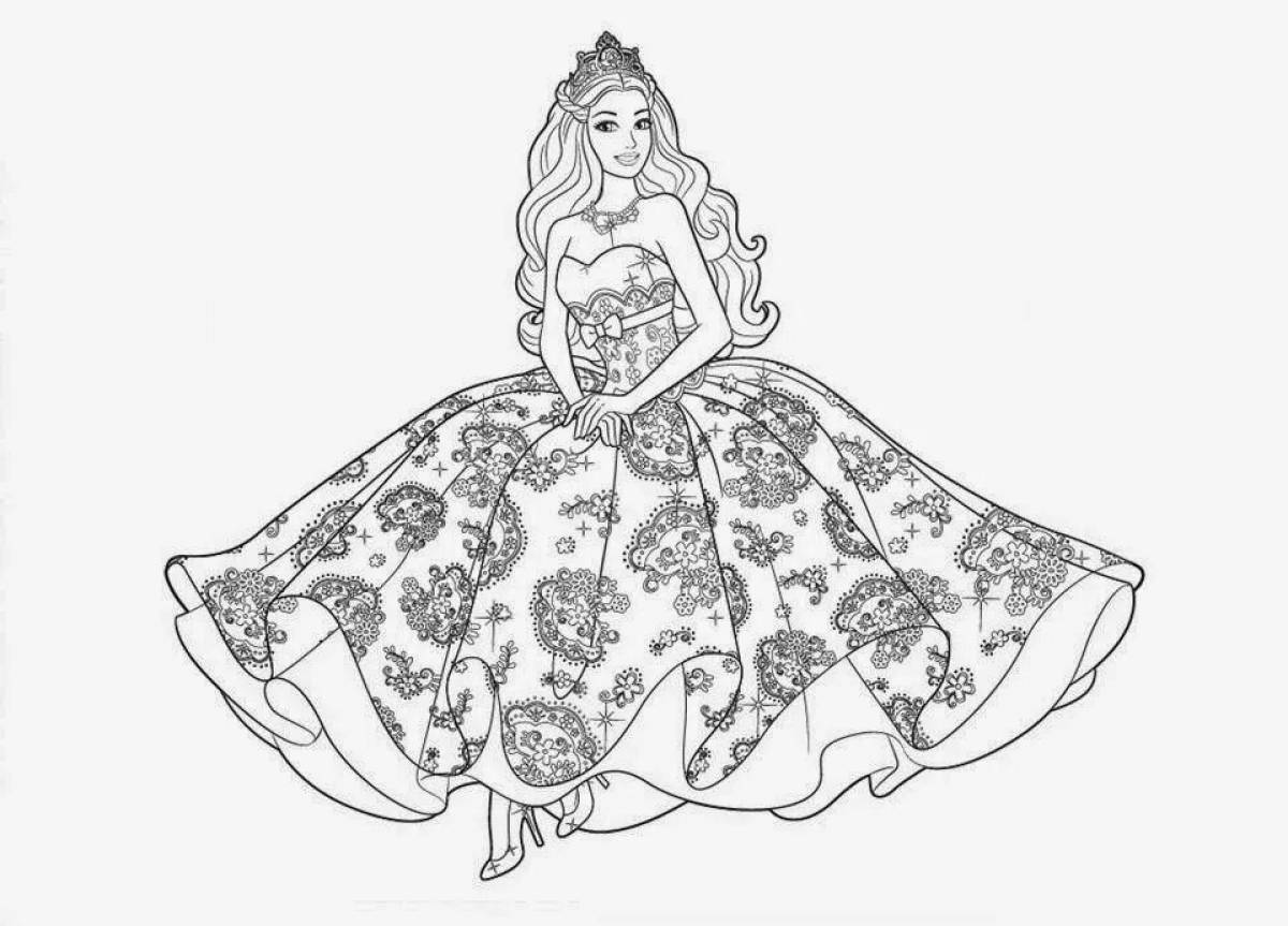 Изысканная раскраска платье принцессы