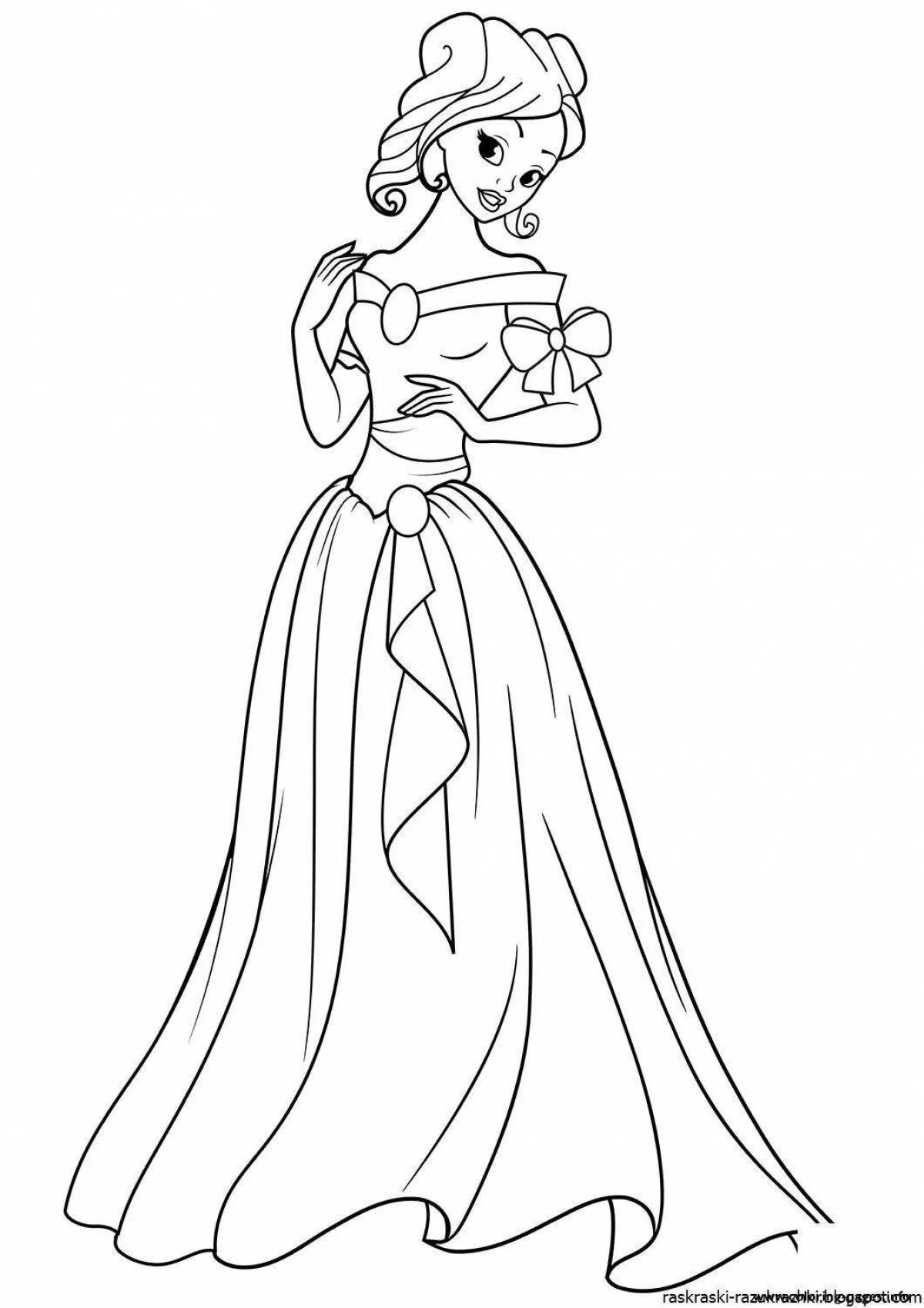 Орнаментальная раскраска платье принцессы