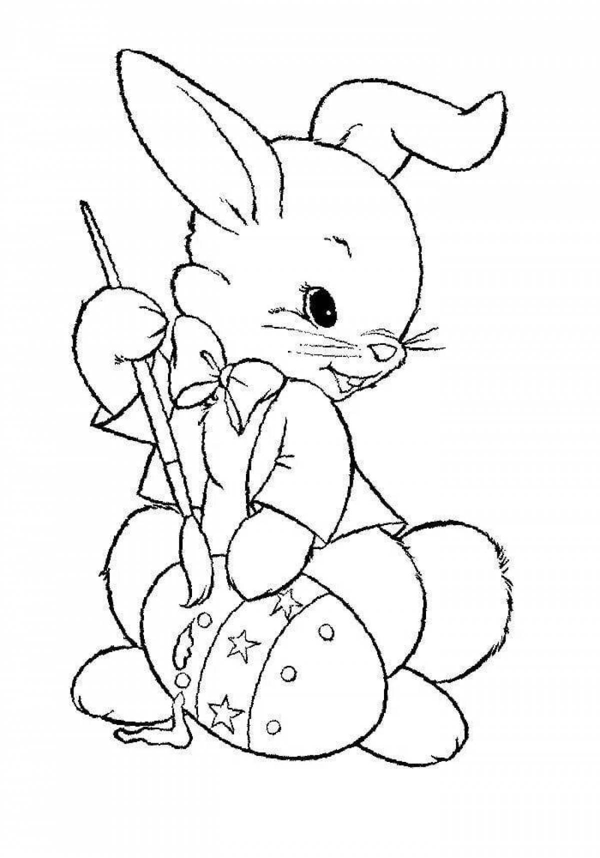 Радостная раскраска пасхальный кролик