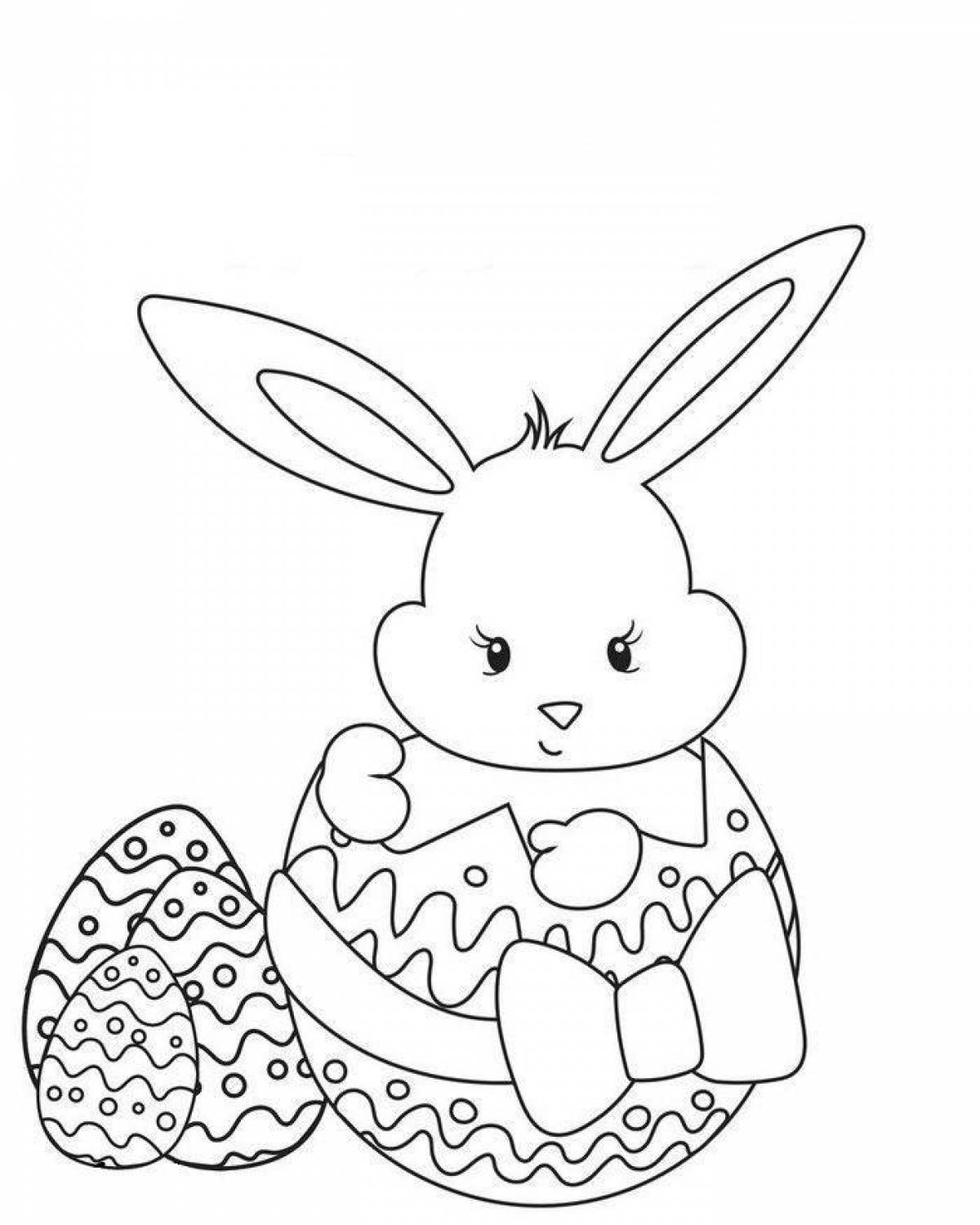 Веселая раскраска пасхальный кролик