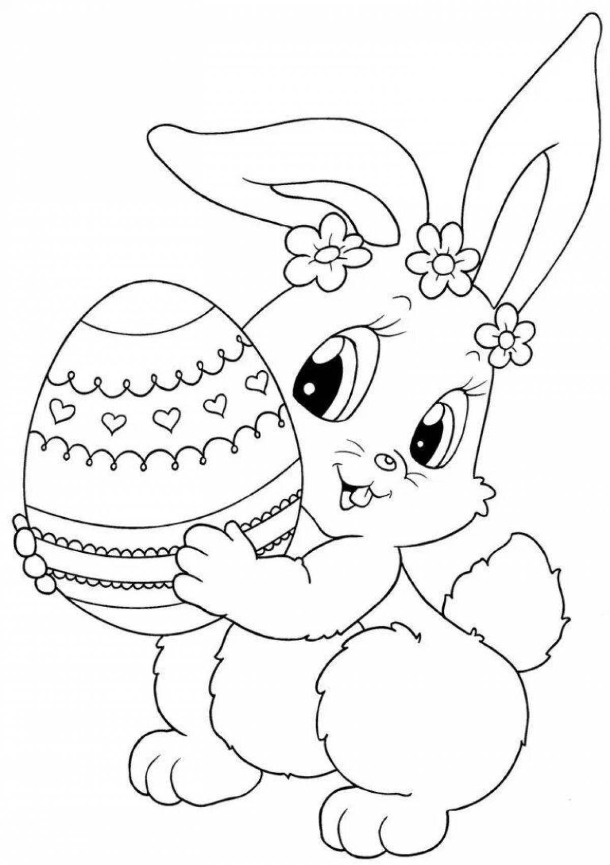 Симпатичная раскраска пасхальный кролик