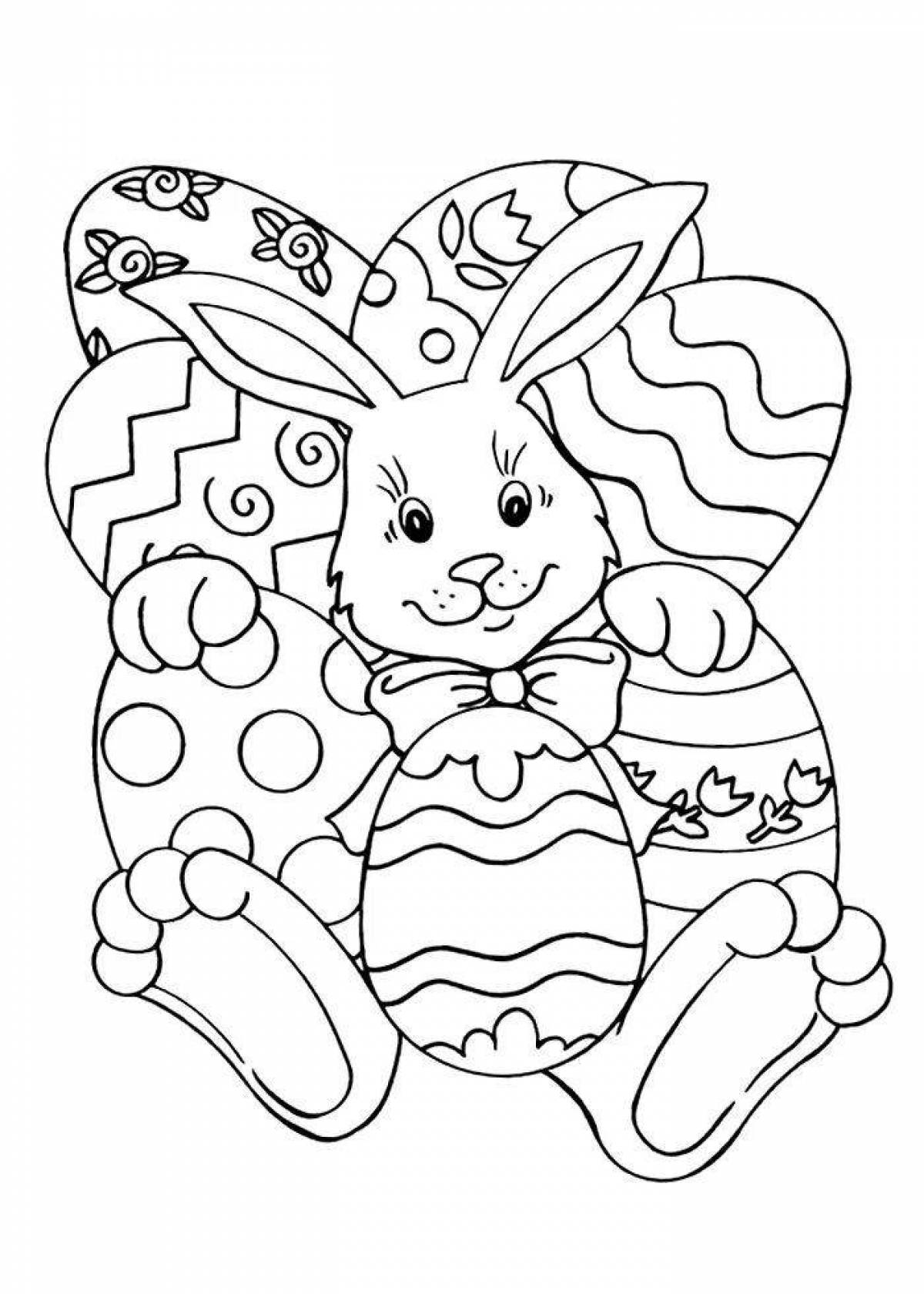 Яркая раскраска пасхальный кролик