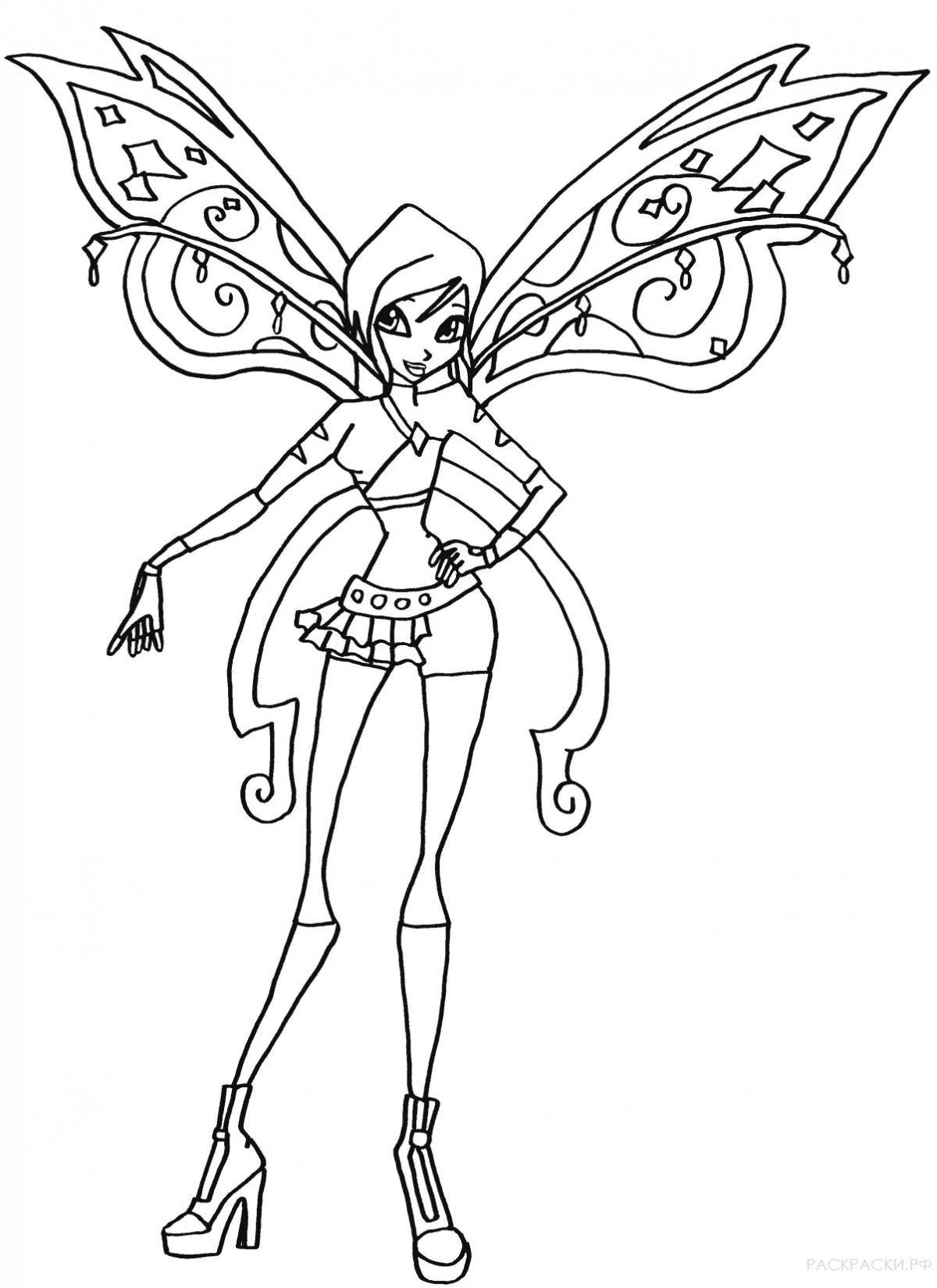 Beautiful winx layla believix coloring page