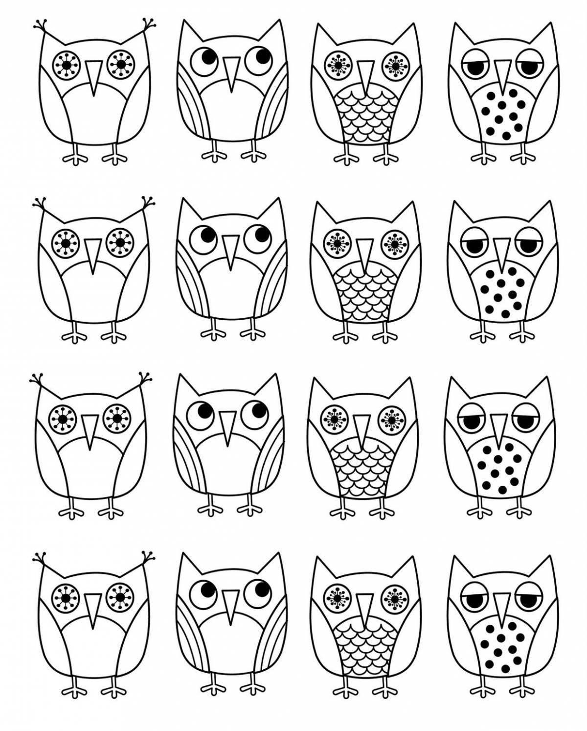 Bright owl coloring book for kids