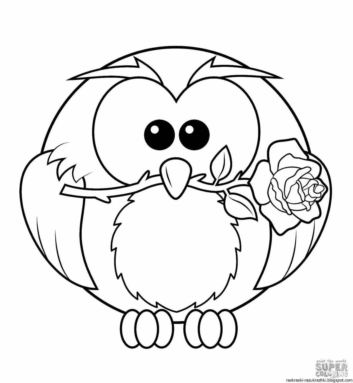 Joyful owl coloring for kids