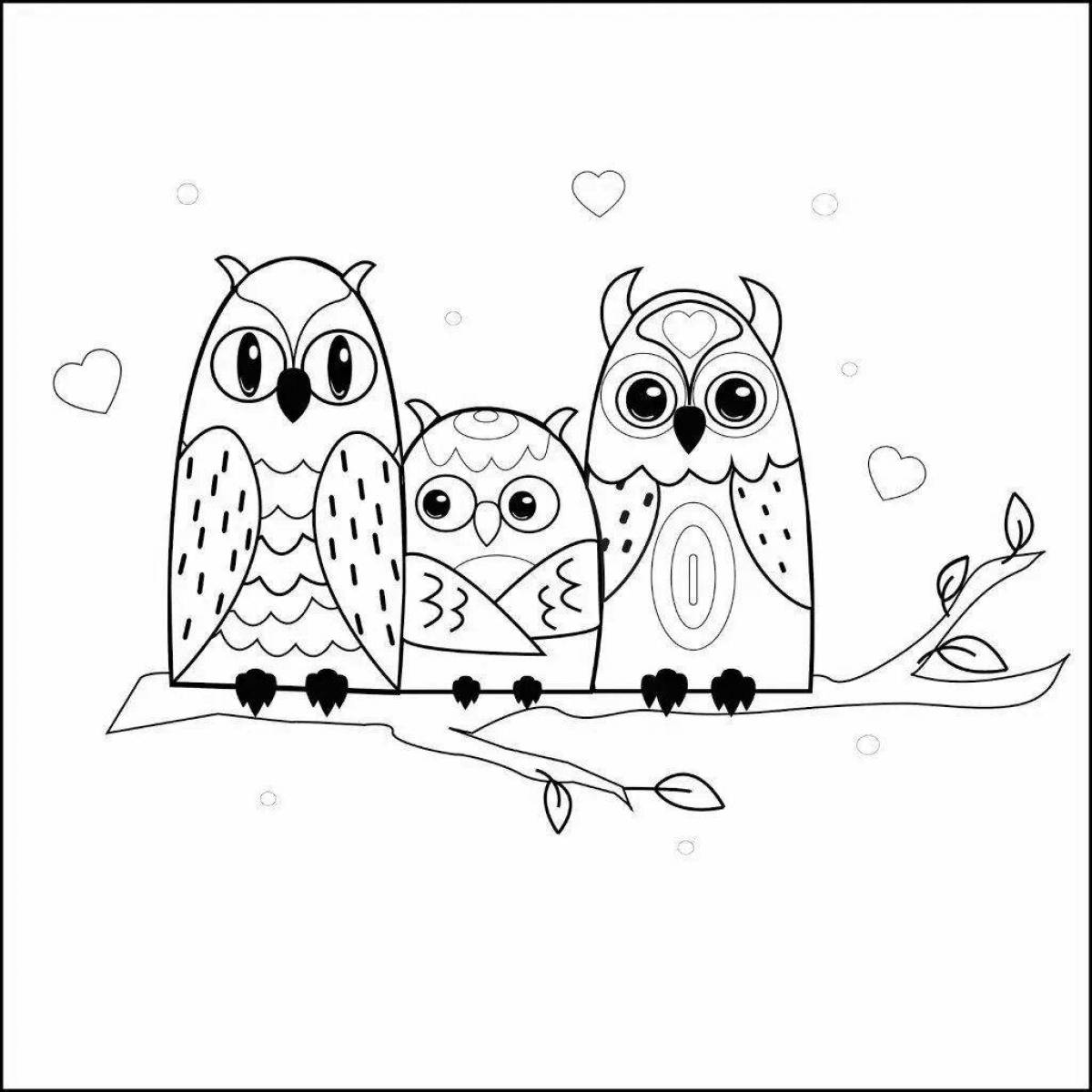 Colorful owl coloring book for kids