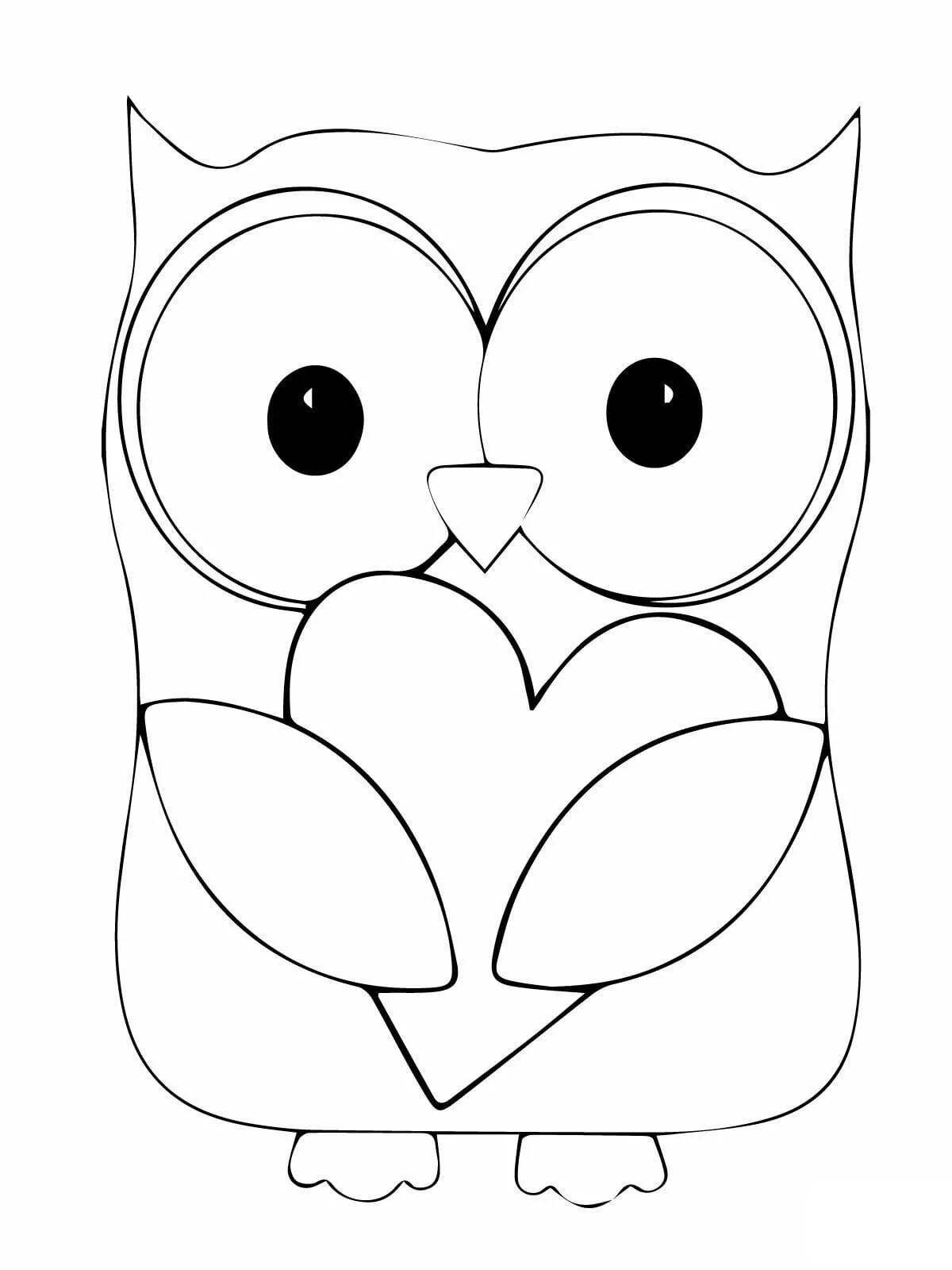 Joyful owl coloring for kids