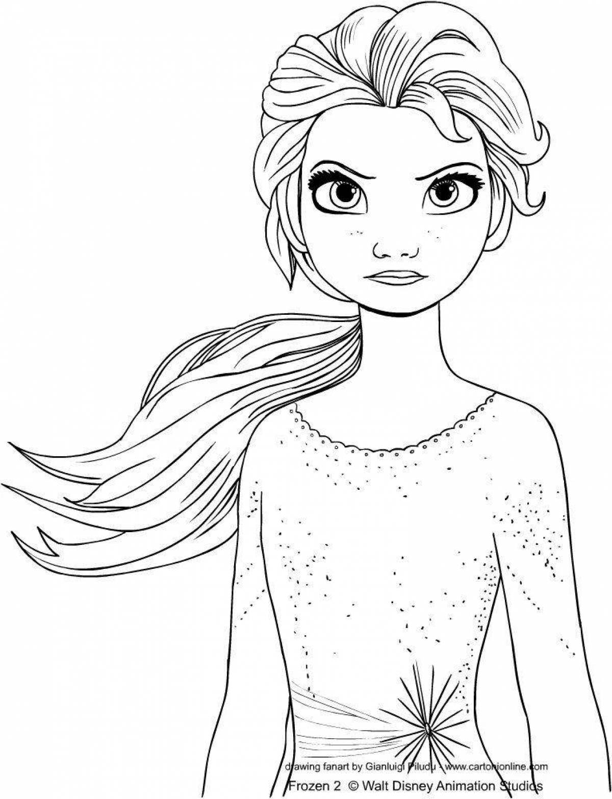 Shining elsa coloring page