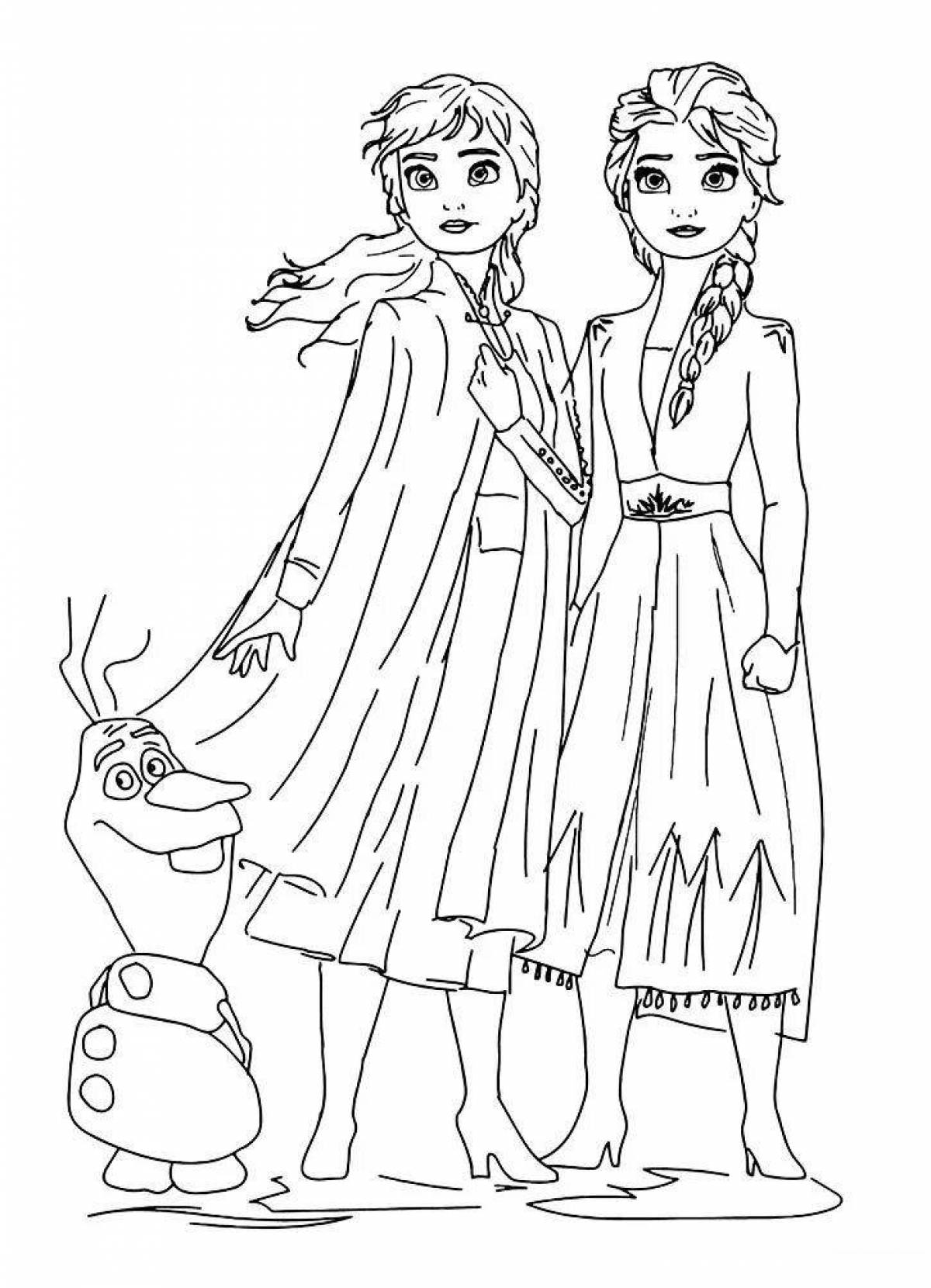 Раскраска Эльза и Анна из холодного сердца 2