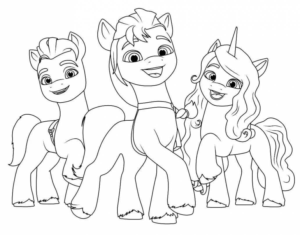 Next generation happy little pony coloring page