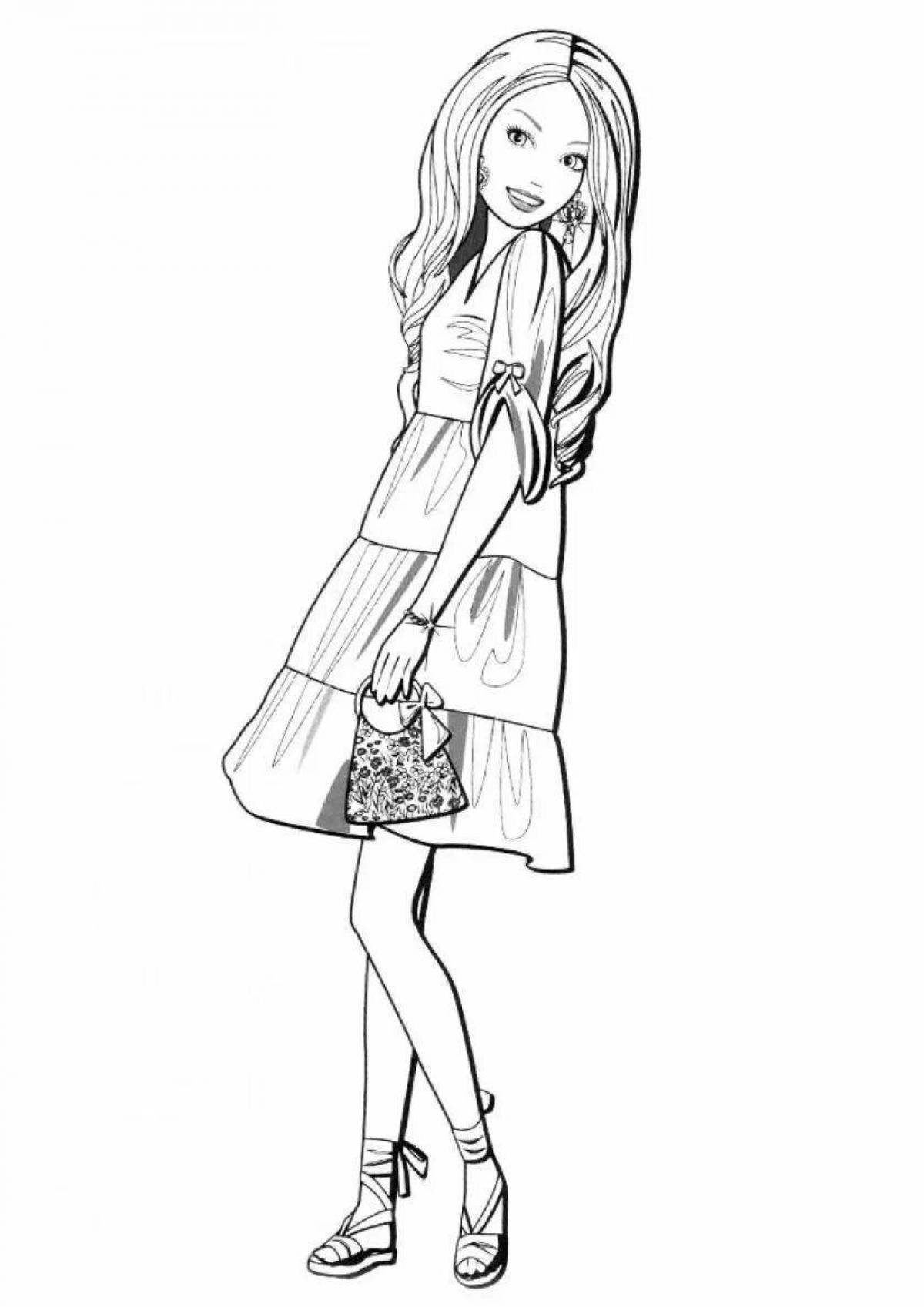 Radiant coloring page girl full length
