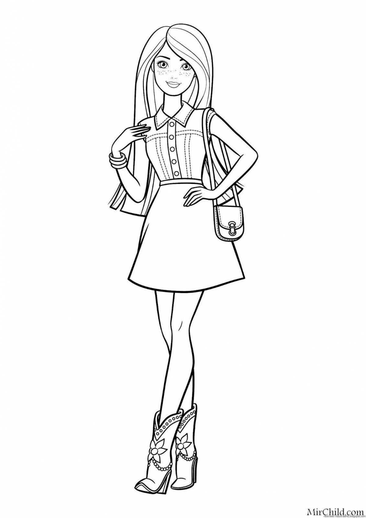 Full body zingy coloring page girl