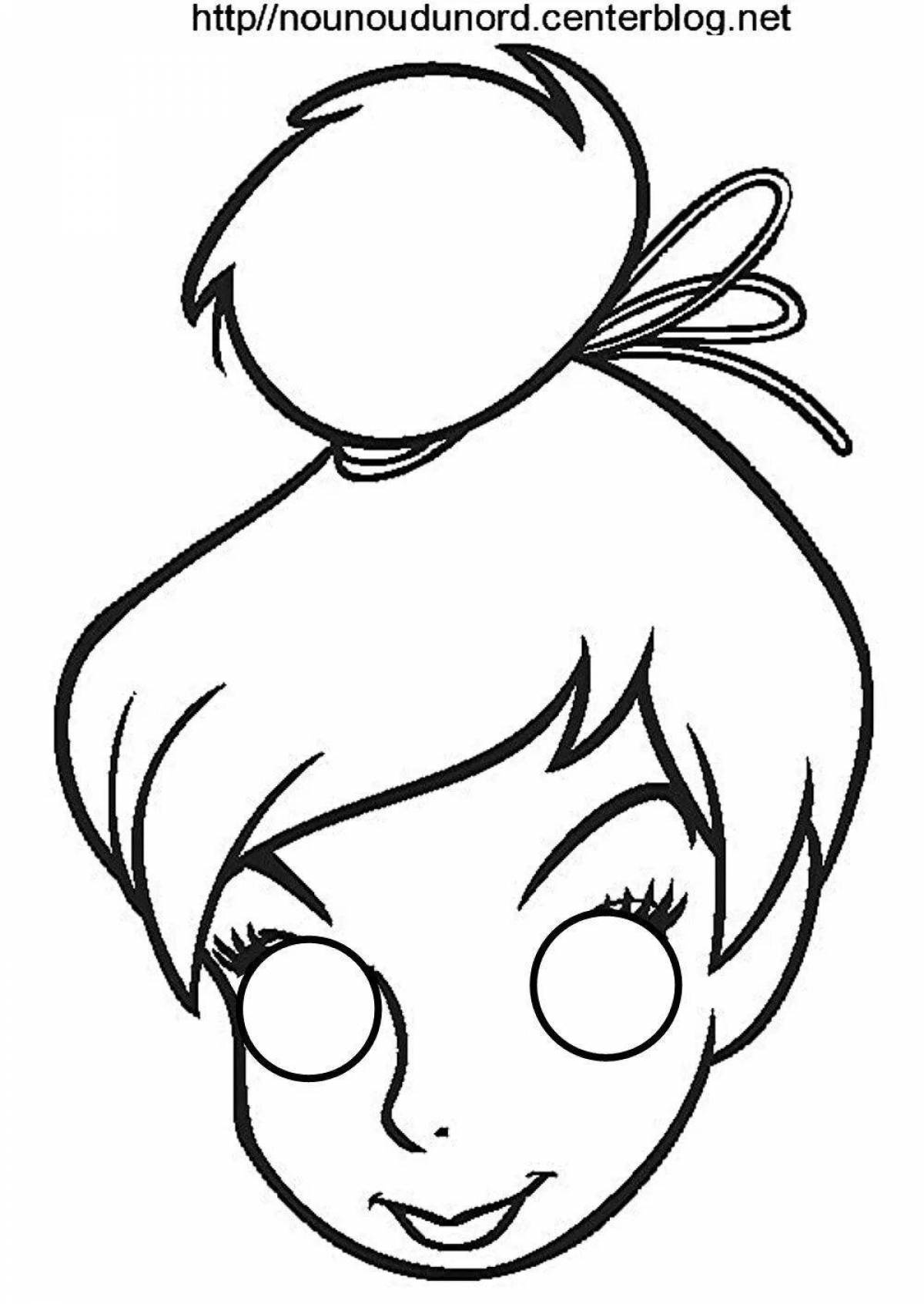 Vivacious coloring page face for girls